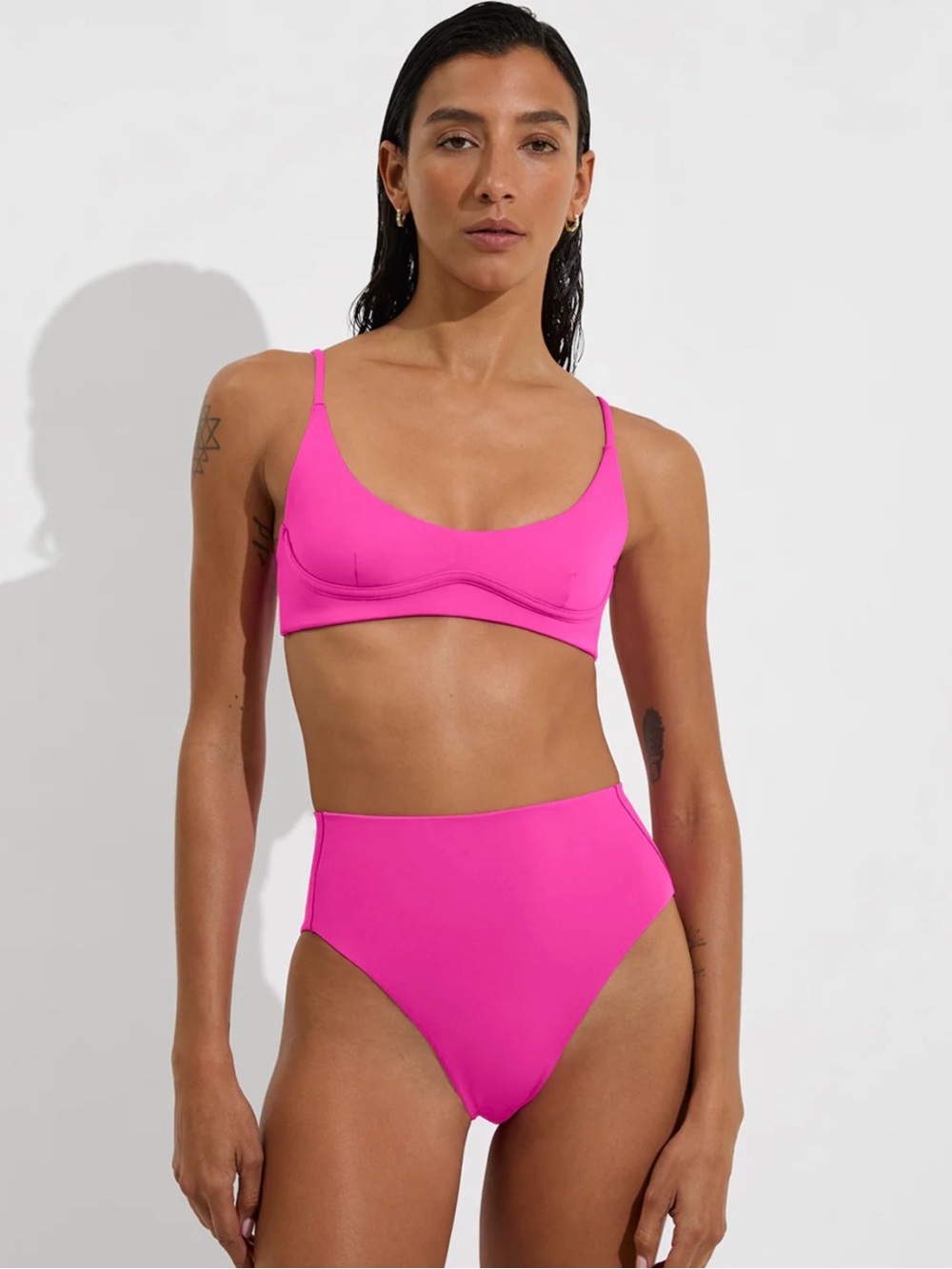 Left On Friday Neon Pink High-Waist Bikini Bottoms